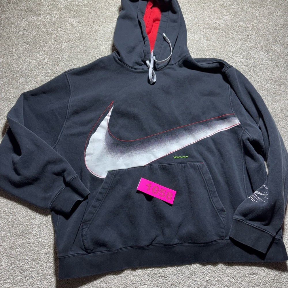 Nike Hoodie Big Check Size XXL Black Red